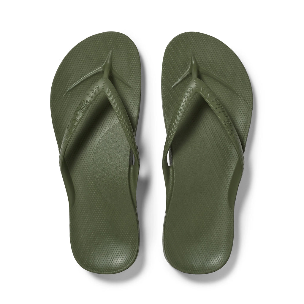 Olive Archies Arch Support Flip Flops angle 01