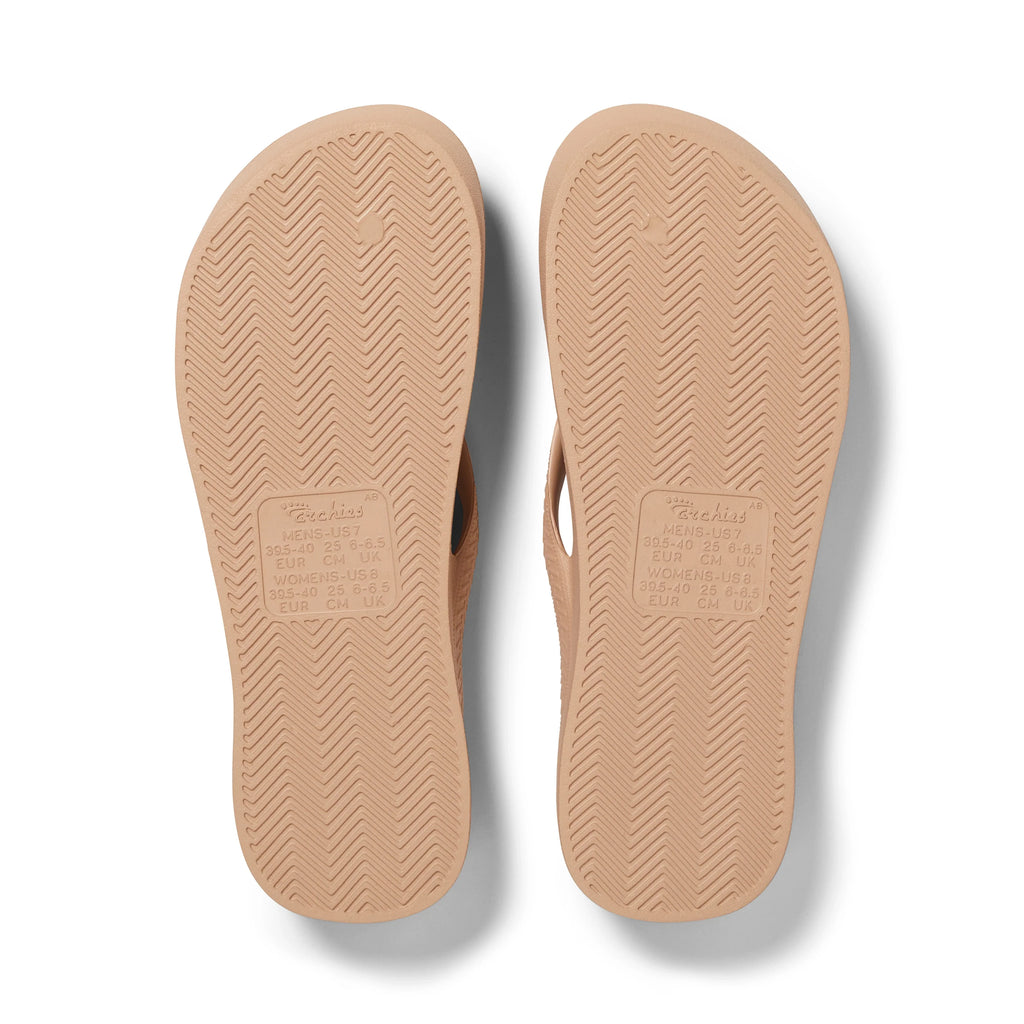 Tan Archies Arch Support Flip Flops angle 04
