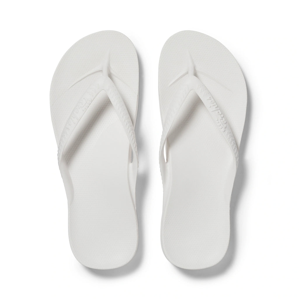 White Archies Arch Support Flip Flops angle 01